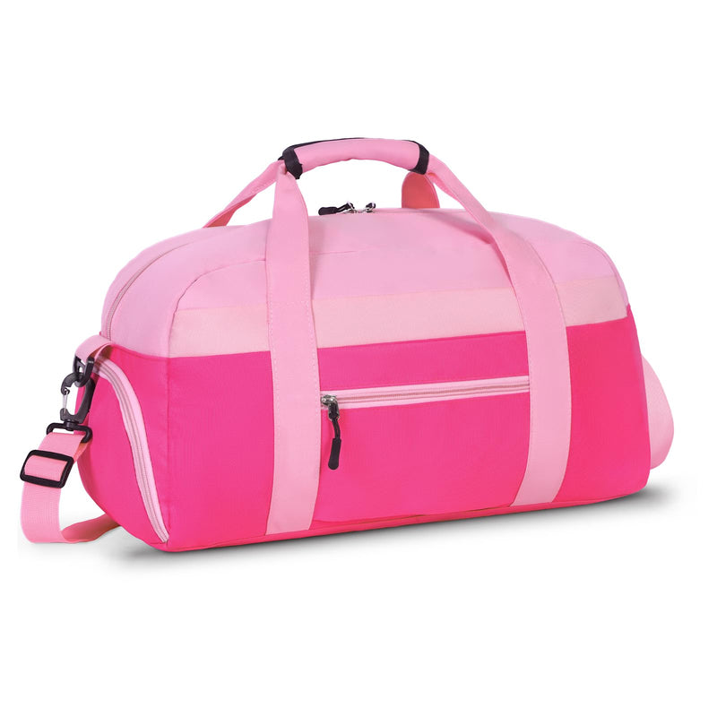 WOOMADA Kids Duffle Bag for Boys or Girls, Kids Overnight Bag with Shoe Compartment＆Wet Pocket, Ideal for School Practice, Sports, Travel(pink)