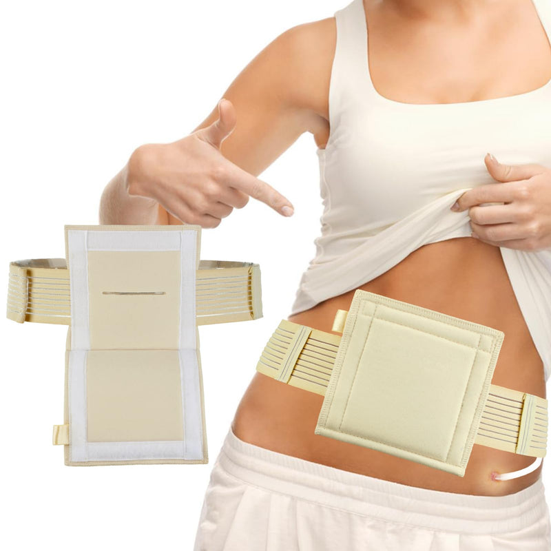 [Australia] - Breathable Feeding Tube Belt G Tubes Belts Peg Tube Belt Elastic G Tube Holder Gastrostomy Tubes Protective Supplies with 6" Square Sponge Pouch Pad Covers for Women Men Beige, Medium Medium (Pack of 1) 