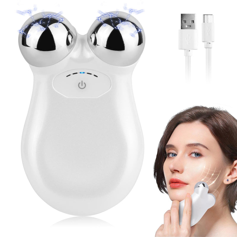 Microcurrent Face Device, USB Microcurrent Facial Shaping Tool for Facial Wrinkle Removal and Anti-Aging，Mini Microcurrent Face Lift Device for Face Lifting and Facial Sculpting (White) White