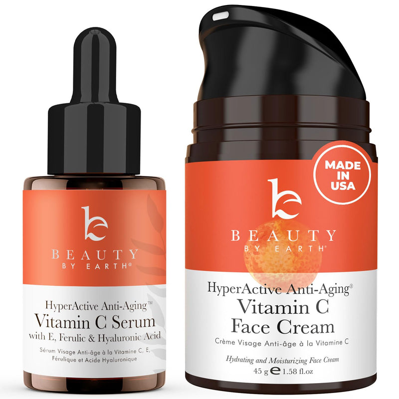 Beauty by Earth Vitamin C Face Cream and Serum - USA Made | Organic & Natural Ingredients