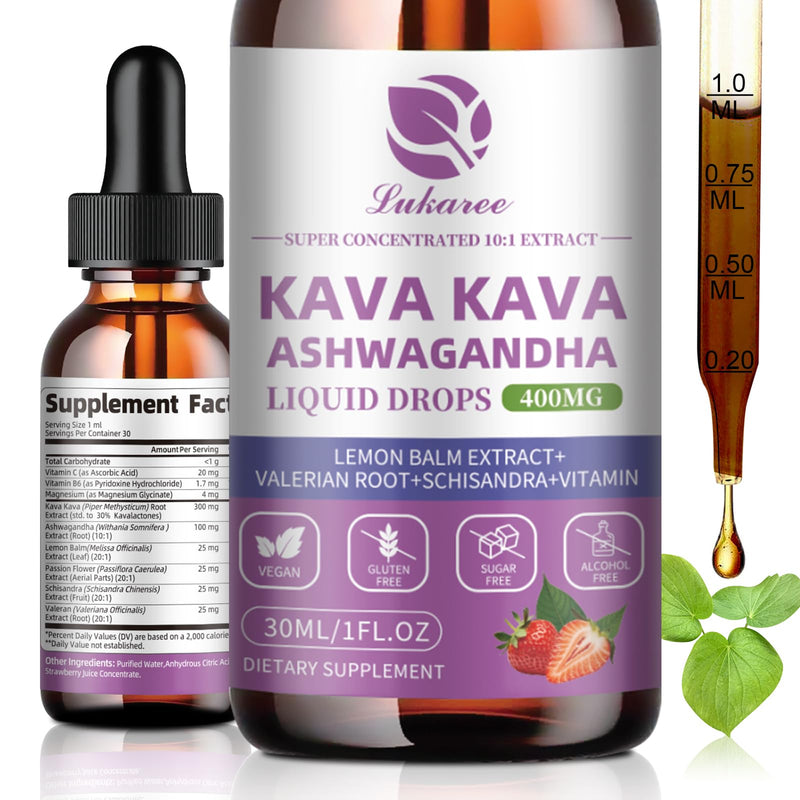 [Australia] - (2 pack) Kava Kava Root Extract Supplement - Calming High Concentration Kava w/ Ashwagandha, Lemon Balm, Valerian Root for Relaxation, Liver, Cognitive Support & Immune System,Vegan, Alcohol-Free 1 Fl Oz (Pack of 2) 