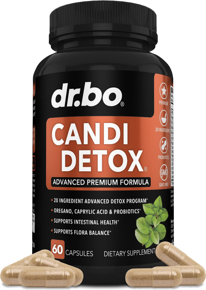 [Australia] - Candida Cleanse Detox for Women & Men - Candi Detox Support Supplement Pills Kit, Anti Overgrowth Gut Balance Probiotic Flora Complex Supplements - Natural Oral Herbal Oregano & Caprylic Acid Capsules 