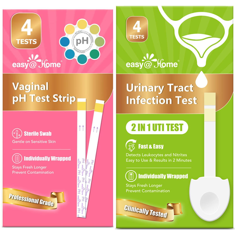 [Australia] - Easy@Home Vaginal pH + UTI Test Strips: Yeast Infection | BV Testing Kit for Women, Urinary Tract Infection and Vaginal pH Balance Test Strip Kits, 4 Urine Tests | 4 Vaginal pH Feminine Health Test 