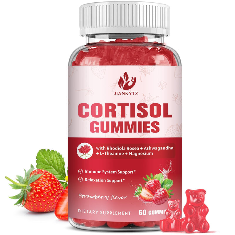Cortisol Gummies for Women with Ashwagandha, Rhodiola Rosea, L-Theanine, Magnesium, Vitamin D3 for Zzz Support, Balanced Cortisol, Vegan, 60 Gummies 60 Count (Pack of 1)