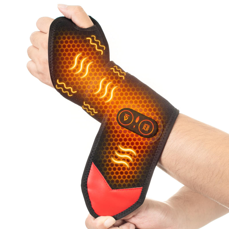 [Australia] - Yabuu Cordless Wrist Hand Heating Pad Massage for Carpal Tunnel With 3000mAh Battery,Hand Arthritis,Wrist Pain Relief,Heat Wrap Pad,Vibration and Adjustable Heat Settings Hot Therapy Gifts for Mom/Dad Wireless 