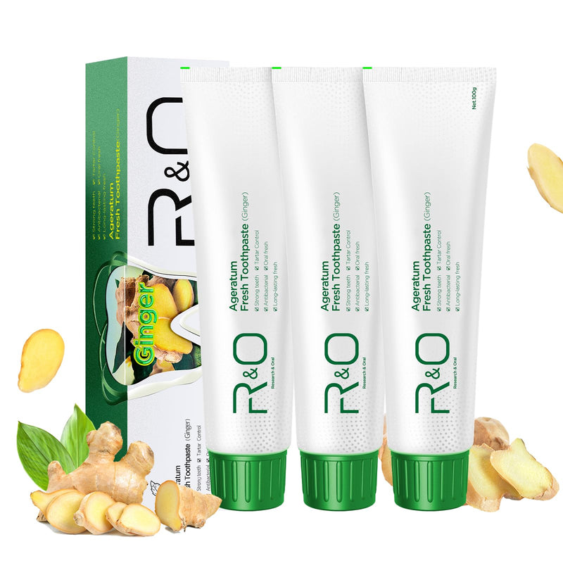 R&O Long-Lasting Fresh Ginger Mint Toothpaste, 3.53 oz - Removes Dental Plaque, Relieves Oral Discomfort, Enhances Oral Health, Maintains Fresh Breath - A Miracle for Oral Hygiene(3 Pack)