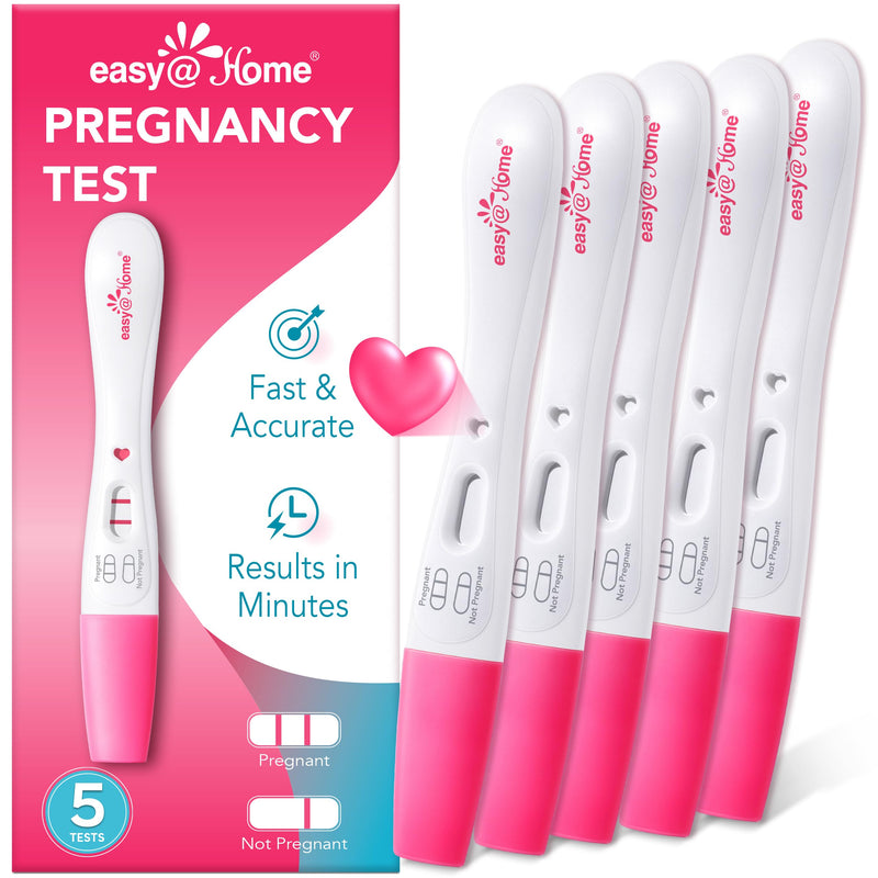 easy@Home Pregnancy Test: Smart Love Timing Indicator - Early Detection | Fast Results & Easy to Use for Home Use hCG Tests | 5 Pack 5 Count (Pack of 1)