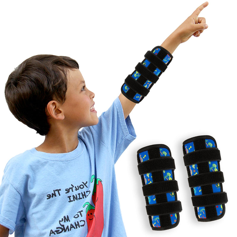 [Australia] - 2 Pcs Thumb Sucking Deterrent, Dinosaur Elbow Thumb Guard for Thumb Sucking, Nail Biting Treatment for Kids Prevention Anti Nose Picking for Boys Girls Finger Sucking Prevention Blue 