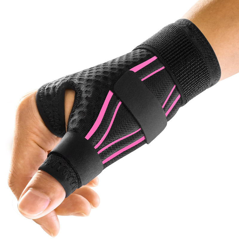 [Australia] - FREETOO Ergonomical Thumb Brace Right Hand or Left Hand for Arthritis Pain and Support, Thumb Splint for Trigger Thumb, Thumb Support for De Quervains Tenosynovitis, Fits Palm 7.5''-8.5'' S/M Pink S/M - Fit both hands Pink / Black 