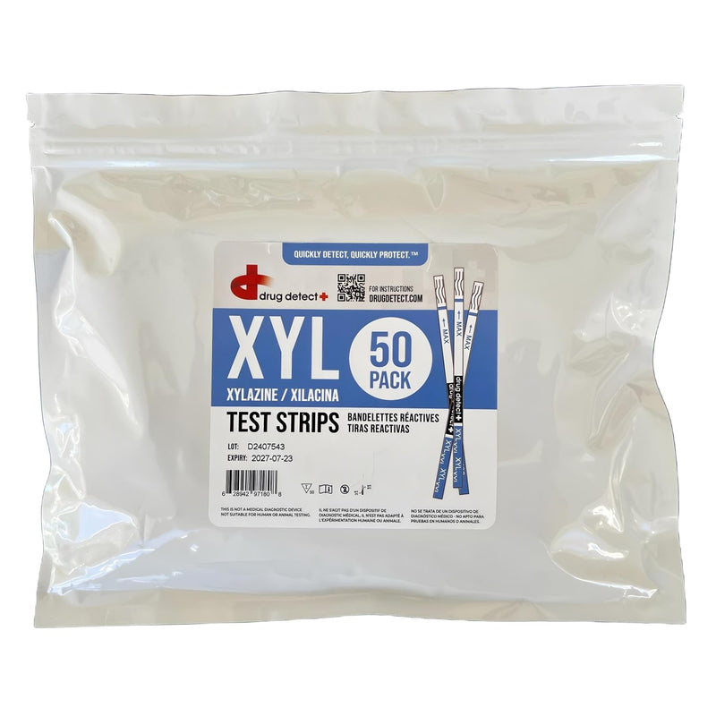 Xylazine Test Strips - Detect XYL in Liquid and Substances - 50 Individually Pouched Test Strips DD-S-50-P-X