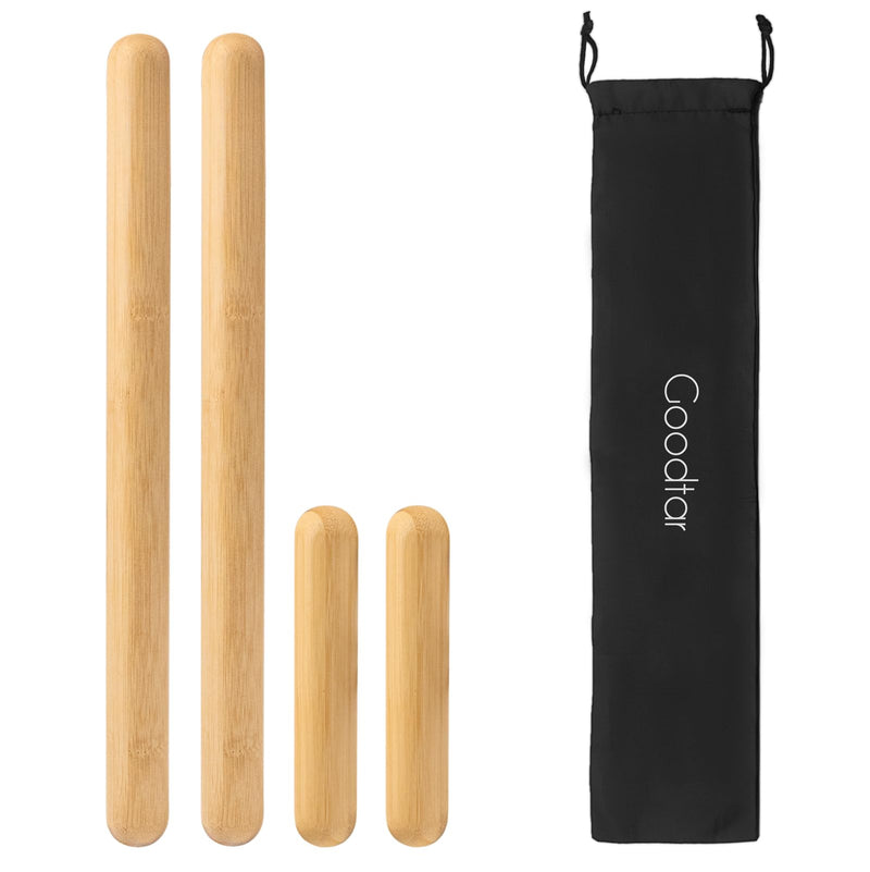 [Australia] - 4PCS Solid Bamboo Massage Sticks & Guasha Set with Roller/Stick - 100% Bamboo Therapy Tools for Neck/Arm/Back/Legs/Full Body, Deep Tissue Massage, Muscle Relaxation, Body Shaping, Fatigue Relief 