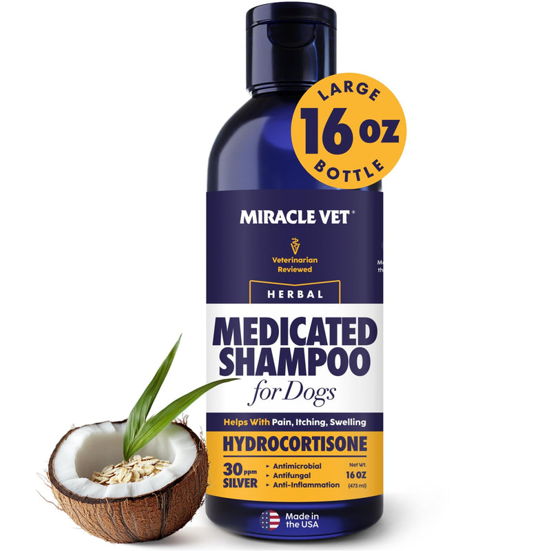 Medicated Dog Shampoo for Itchy Skin Relief - Yeast Infection Treatment for Dogs & Dog Allergy Relief Hot Spot Treatment - Hydrocortisone Antifungal Shampoo (16 oz) - PawsPlanet Australia