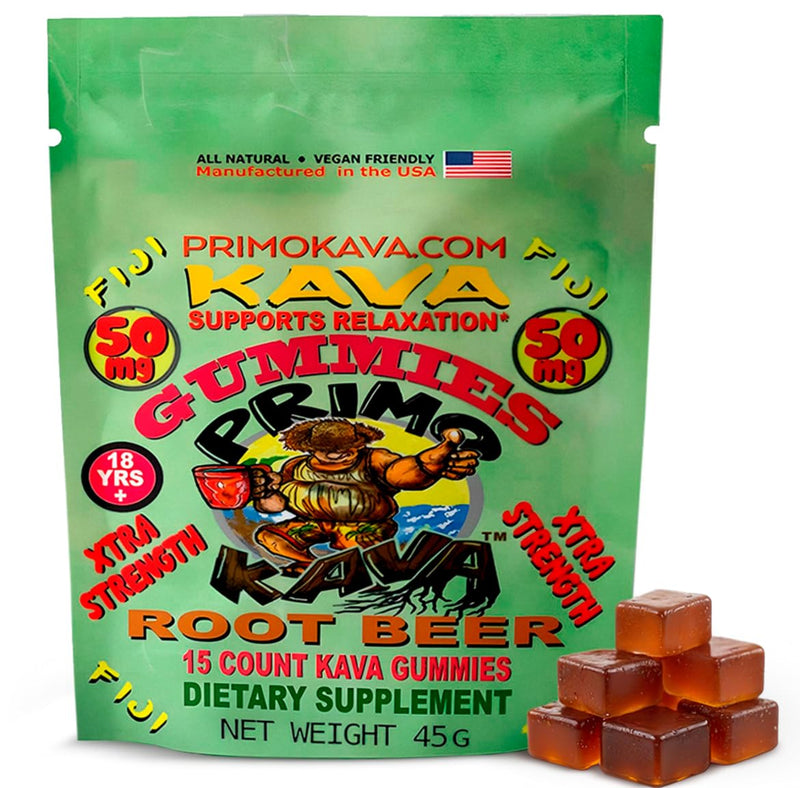 [Australia] - Kava Kava Gummies 50mg ‚Äì Strong Noble Kava with 50mg Kavalactones for Calm & Relaxation ‚Äì Alcohol-Free ‚Äì Fast-Acting Fiji Kava Root Extract ‚Äì Root Beer Flavor ‚Äì 15 Count 