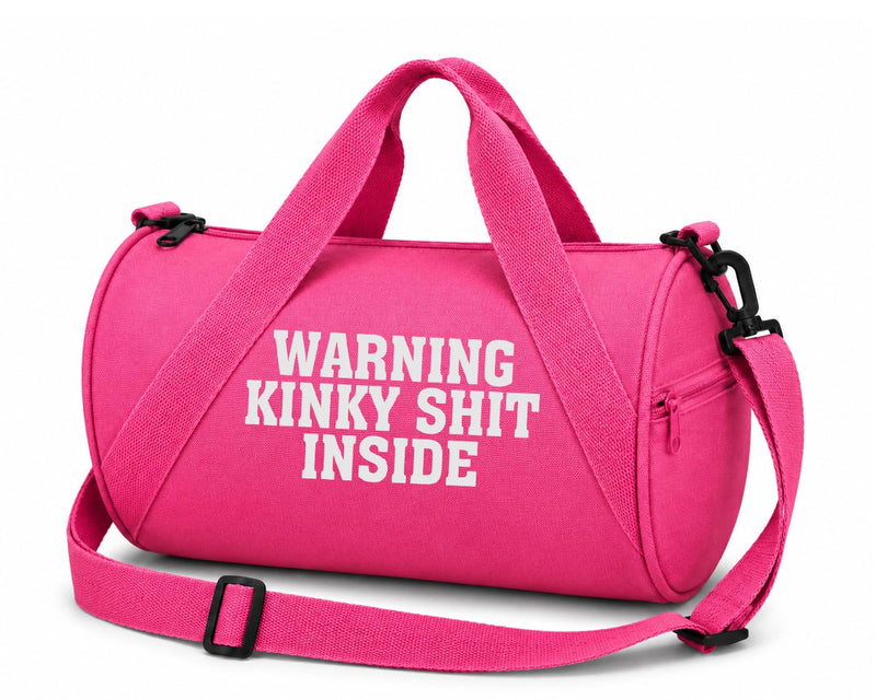 Warning Kinky Shit Inside Funny Novelty Storage Duffel Bag Adult Sex Toys Pink