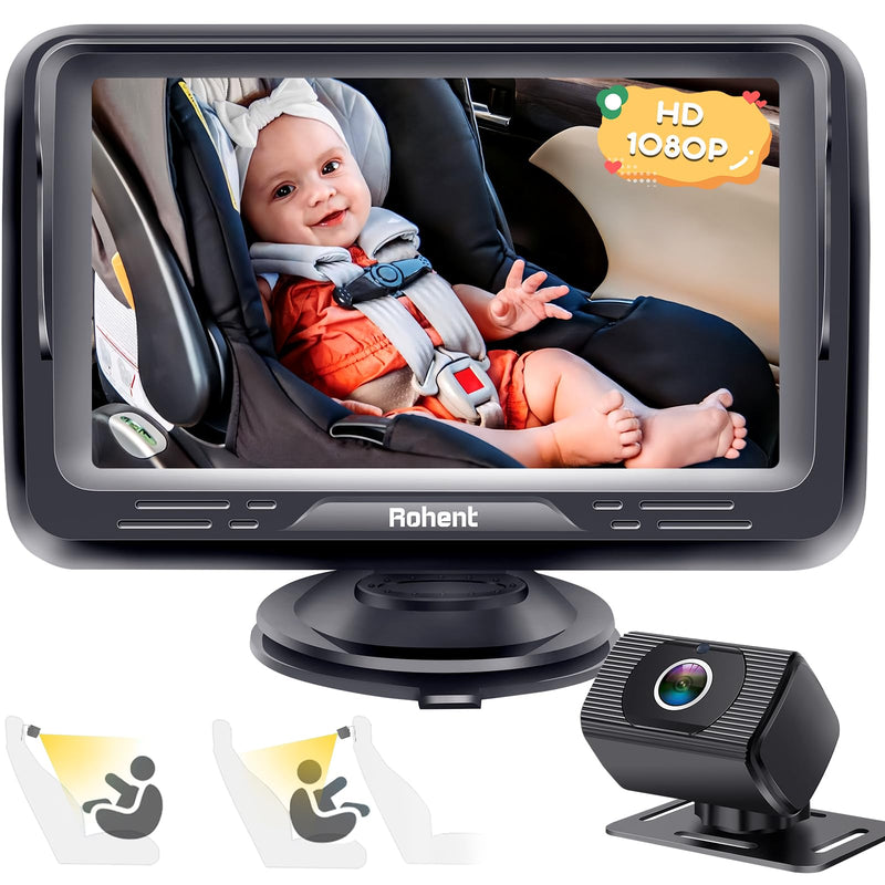 [Australia] - Rohent Baby Car Camera HD 1080P - Rear-Facing Infant Monitor with Night Vision Car Camera for Baby 150¬∞ Wide-Angle Lens Anti-Glare Screen Easy Install 360¬∞ Adjustable Display Black-Standard 