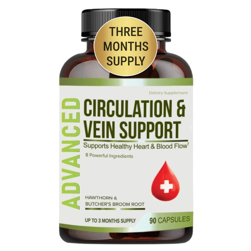[Australia] - Best Blood Circulation Supplements and Vein Support-Blood Flow, Leg Circulation, Heart Health, and Varicose Veins.with Butcher's Broom, and Diosmin.Helps Reduce Swelling & Discomfort in Legs.90 Caps. 