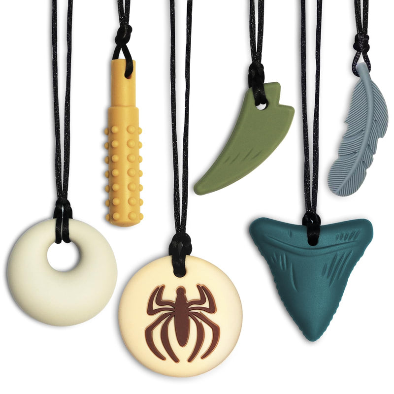 [Australia] - Chew Necklaces for Sensory Kids 6 Pack, Chewy Necklace Sensory Toys for Kids with Autism, ADHD, SPD, Silicone Boys Girls Chew Toys Teething Necklace Reduce Chewing Fidgeting 