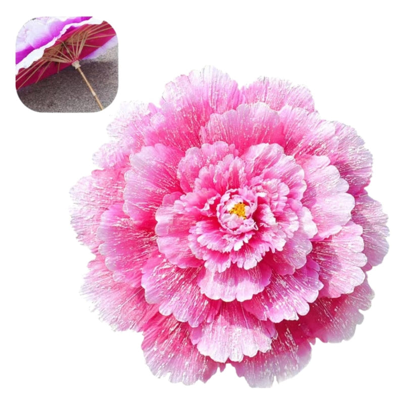 Dance Umbrella 27.5''×27.5'' Large Peony Flower Umbrella for Dance and Festival Celebrations (Pink)