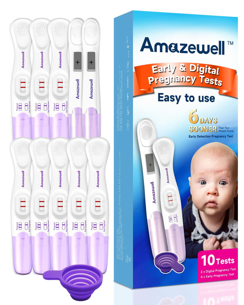 Early Detection Pregnancy Test Kit, Early Result Digital Pregnancy Test at Home, Pregnancy Tests with Cup,10 Tests(2 Digital+8 Early+1 Urine Cup) 8 Early + 2 Digital + 1 Urine Cup