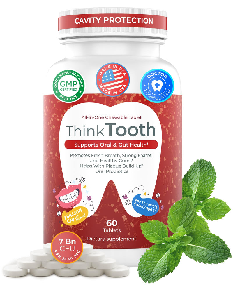 [Australia] - 60 Chewable Tablets, Oral Probiotics for Mouth Bad Breath Treatment for Adults, 5 Strains 7 Billion CFU, Doctor Formulated Oral Probiotics for Teeth & Gums, Fresh Breath, Chronic Halitosis 