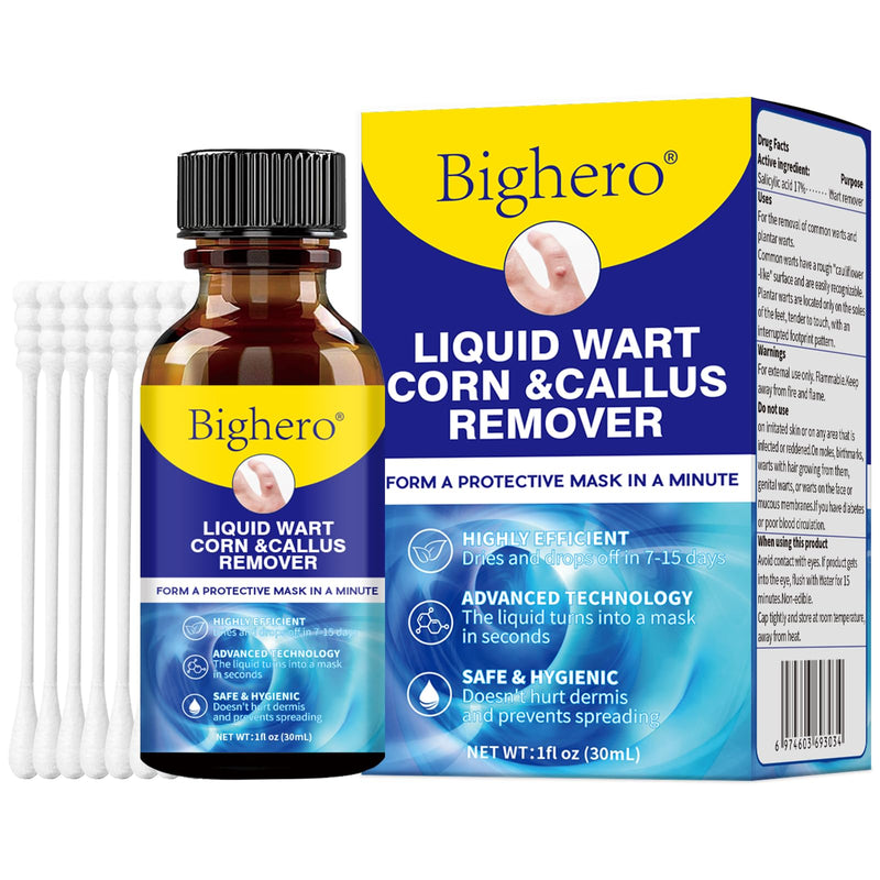 [Australia] - Bighero Wartss Corn Remover Maximum Strength Liquid with Salicylic Acid - Fast-Acting Wartsss Liquid Freeze Off Designed for Wartss, Plantar Wartss, Common Wartis, Flat Corn, Callus 