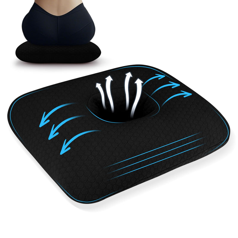 [Australia] - Donut Pillow for Bed Sores Tailbone Pain Relief Cushion, Cotton Butt Donut Cushion Breathable for Hemorrhoid, Pregnancy, Prostate and Surgery, Sitting Pressure Relief for Home, Office, Car Black 