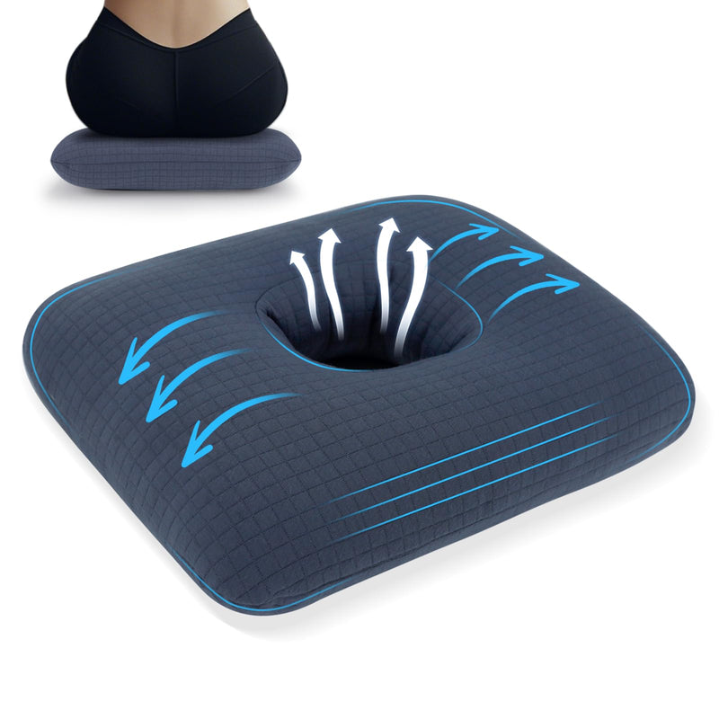 [Australia] - Donut Pillow for Bed Sores Tailbone Pain Relief Cushion, Cotton Butt Donut Cushion Breathable for Hemorrhoid, Pregnancy, Prostate and Surgery, Sitting Pressure Relief for Home, Office, Car Navy Blue 