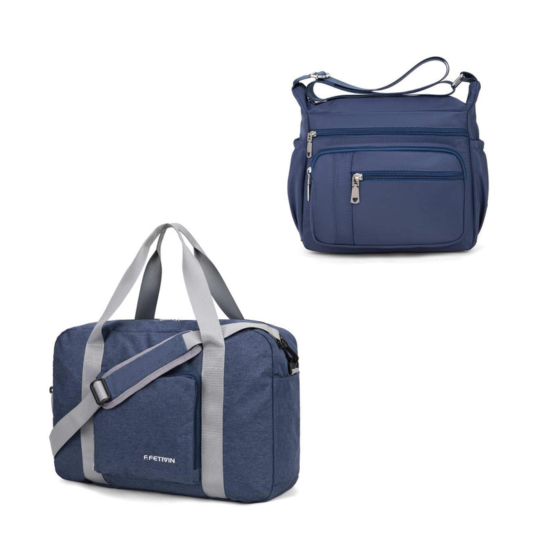 F.FETIVIN For Spirit Airlines Personal Item Bag Foldable Travel Duffel Bag & Pockets Bag Ladies Crossbody Lightweight Nylon Travel Purses