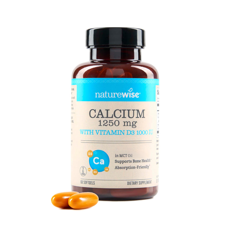 [Australia] - NatureWise High-Purity, All-Natural Calcium 1250mg + Vitamin D3 1000IU + Organic MCT Coconut Oil - Pregnancy Safe + Non-GMO - Absorption Friendly, Gluten Free - 60 Softgels[30-Day Supply] Unflavored 60 Count (Pack of 1) 