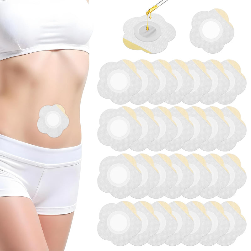 [Australia] - 30 Pcs Disposable Castor Oil Pack Wrap Belly Button Self-Adhesive Castor Belly Button Wrap Pads Highly Absorbent Spunlace Cloth Organic Cover Compress Patches Oil Not Included No Wash 2.24'' 30 