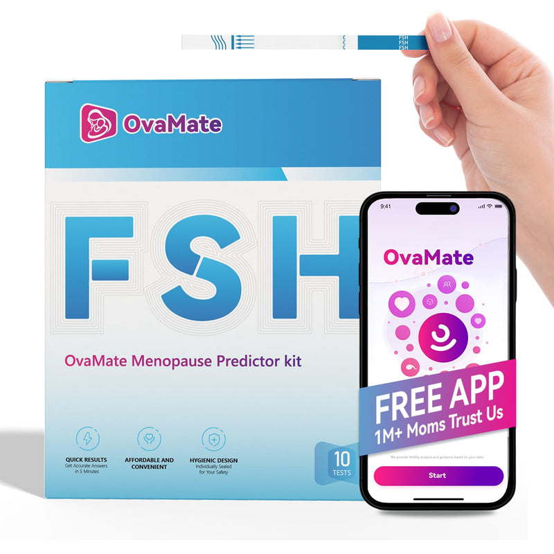 FSH Test Strips for Women Fertility - 10 Pcs | Home Ovarian Reserve & Perimenopause Tracking Kit, Compatible with OvaMate App (iOS & Android), 10 Count