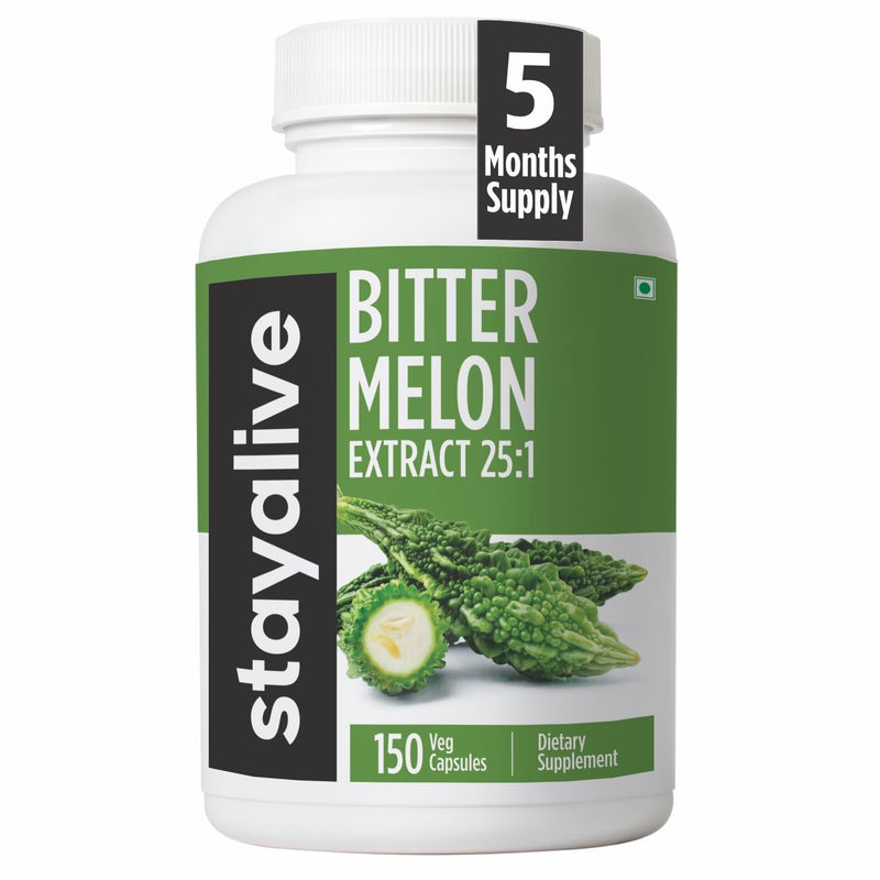 [Australia] - STAY ALIVE Extra Strength Bitter Melon Capsules, 10% Bitter Principles, 150 Pills, 25X Concentrated Powder, 5 Month Supply, Non-GMO & Gluten Free Momordica Charantia Supplement 