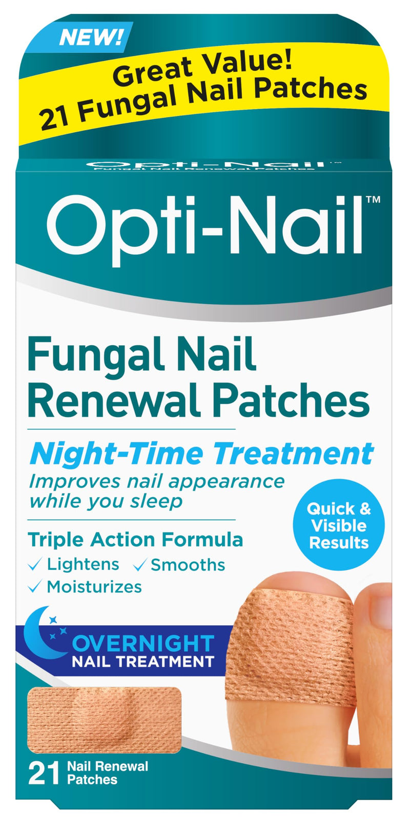 [Australia] - Opti-Nail Fungal Nail Renewal Patches - 21 Patches, Night-Time Treatment Improves Nail Appearance While You Sleep 21 Count (Pack of 1) 