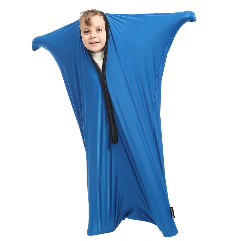 [Australia] - Body Sock Sensory Kids, Medium 27 * 47 inch, Good for Kids Height: 48~58 inch, Soft Fabric with Strong Stitching and Snap Closures (Classic Blue) Classic Blue 