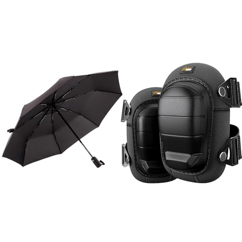GORILLA GRIP Umbrella, One Size, Black and Knee Pads, One Size, Black Bundle