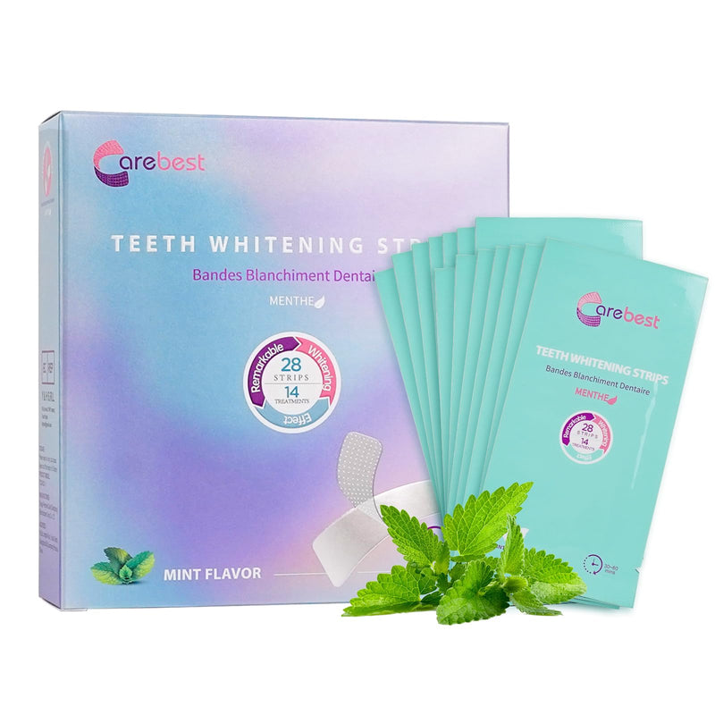 [Australia] - Professional Teeth Whitening Strips with Hydrogen Peroxide, Mint Flavor Whitening Strips, Residue-Free Gel Technology,28 Strips 14 Treatment for Sensitive Teeth 
