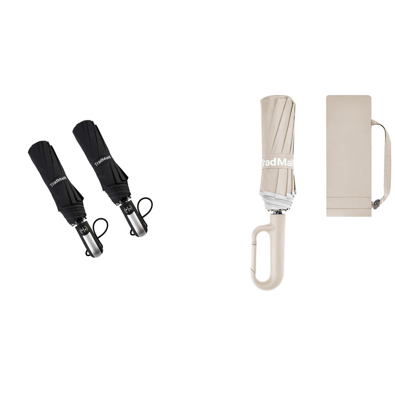 TradMall 2 Pack Travel Umbrella & 280T Fabric Umbrella Bundle