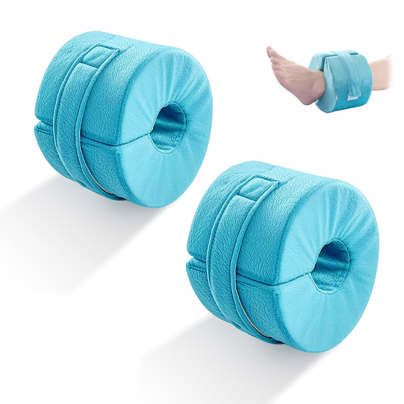 2 PCS Foot Support Pillow, Ankle Foam Cushion with Zipper Removable Cover, Wedge Heel Elevation Pillow for Foot Pressure, Bed Sore Ulcer, Feet Leg Rest and Leg Rest Post Surgery Green