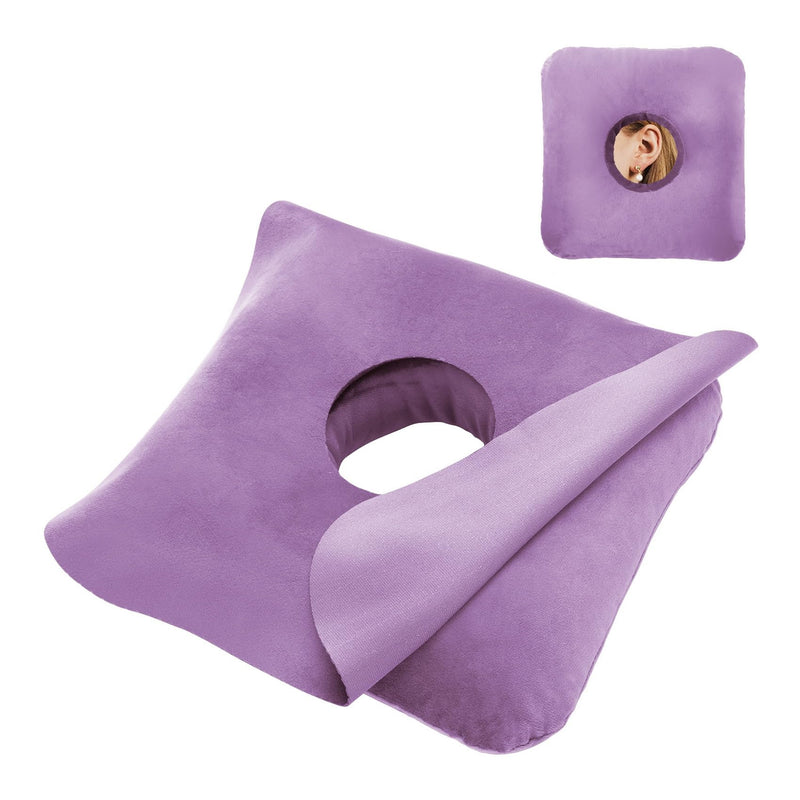 [Australia] - Ear Piercing Pillow for Side Sleepers with Ear Inflammation & Pressure, Soft Velvet Adjustable Ear Guard Pillow with Removable & Washable Cover (Lavender, Pillow & Cover) Lavender 