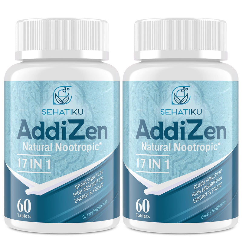 17-in-1 Brain Supplement for Memory and Focus - High Absorption-120 Tablets | Natural Nootropics Brain Supplement for Brain Cognition, Energy | | L-Theanine, Phytonutrient Blend and Vitamins B6, B12 60 Count (Pack of 2)