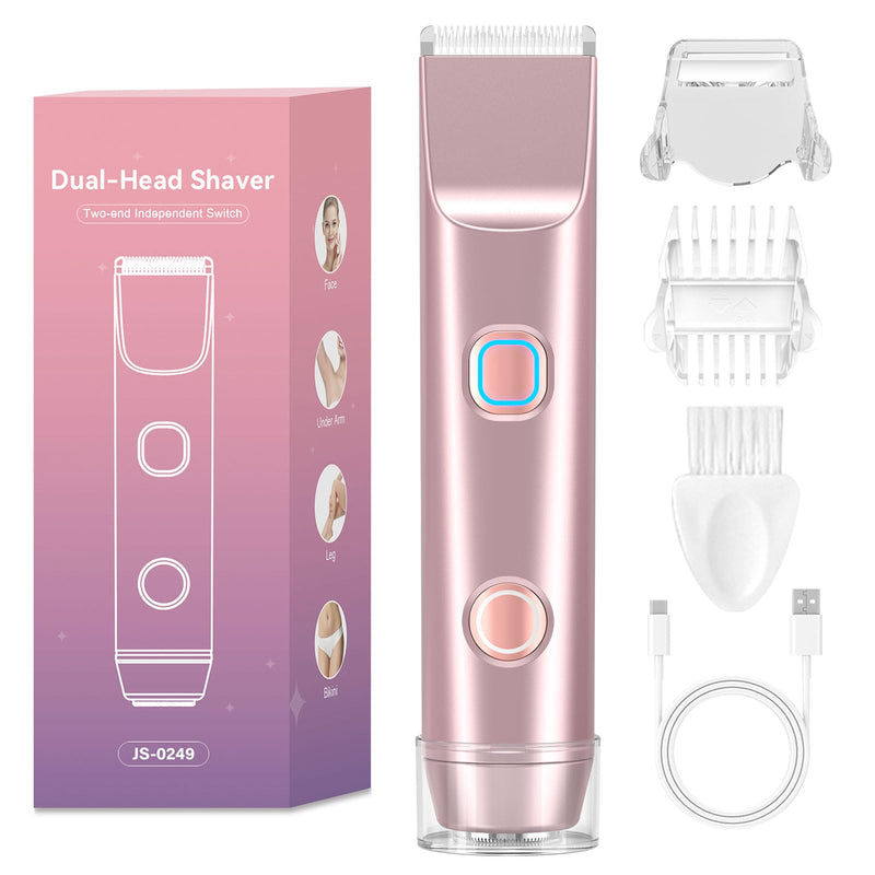 [Australia] - Bikini Trimmer for Women、Dermave Bikini Shaver 2-in-1 Dual Head Shaver Electric Razors for Women、Independent Control、 Ipx7 Waterproof 