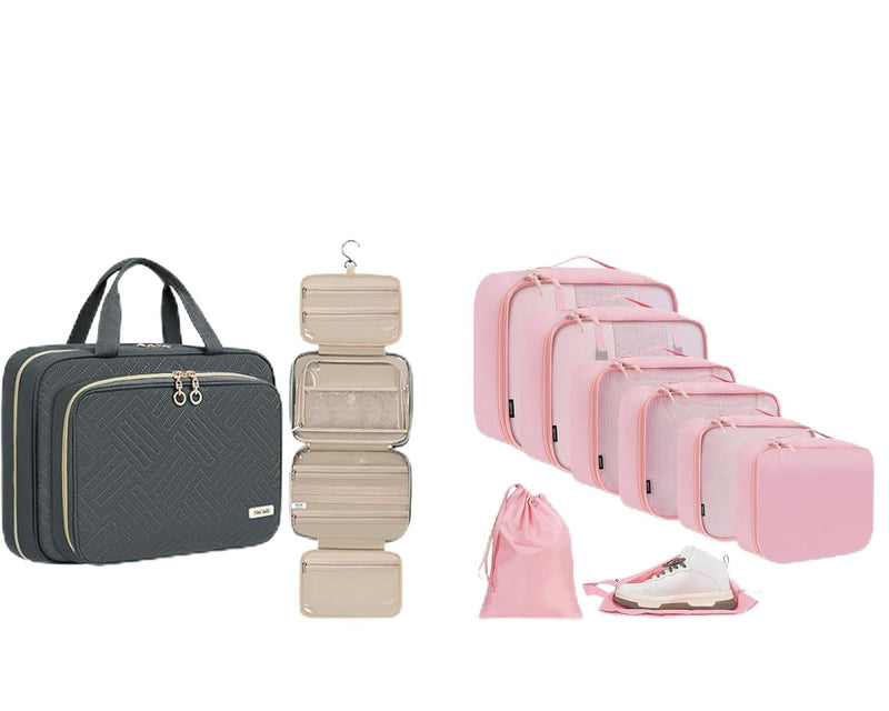 BAGAIL 10 Set Packing Cubes and Hanging Toiletry Bag