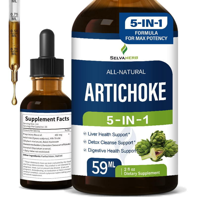 [Australia] - Artichoke Leaf Extract Drops for Liver Detox Cleanse & Repair, Milk Thistle 5-in-1 Natural Herbal Formula, Liver Health Support Supplment w/Dandelion Horsetail, High Absorbtion. 2oz Original 2 Fl Oz (Pack of 1) 
