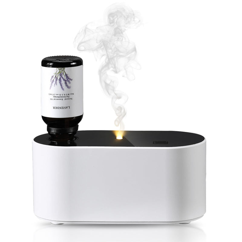 [Australia] - Waterless Diffuser for Essential Oil, Battery Operated Scent Air Aromatherapy Diffuser, Mini Aroma Diffusers with 3 Intermittent Mist Modes, Cycle Start, for 400 sq.ft Room Home Office Bedroom White 