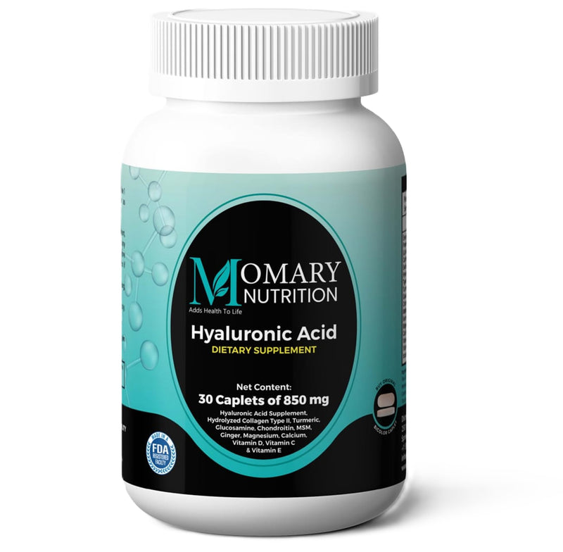 [Australia] - Hyaluronic Acid Supplement, Natural Skin Hydration, Advanced Joint Support and Mobility Booster, Type II Hydrolyzed Collagen, Turmeric, Glucosamine, Chondroitin, 30Caplets 850Mg 