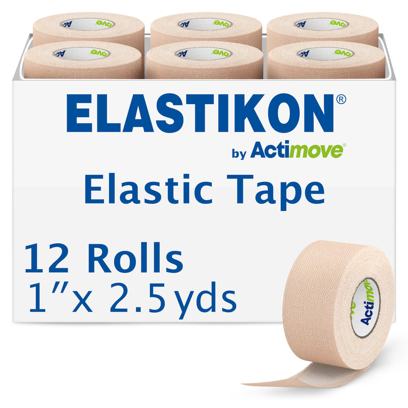 [Australia] - Soft Cotton Elastic Tape, Provides Mid-Level Compression and Support for Sprains, Strains, Muscle Injuries, Strong Adhesion - 1 in x 2.5 yd, 12 Rolls 