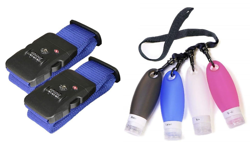 Travel Luggage Straps and Reillable Bottles