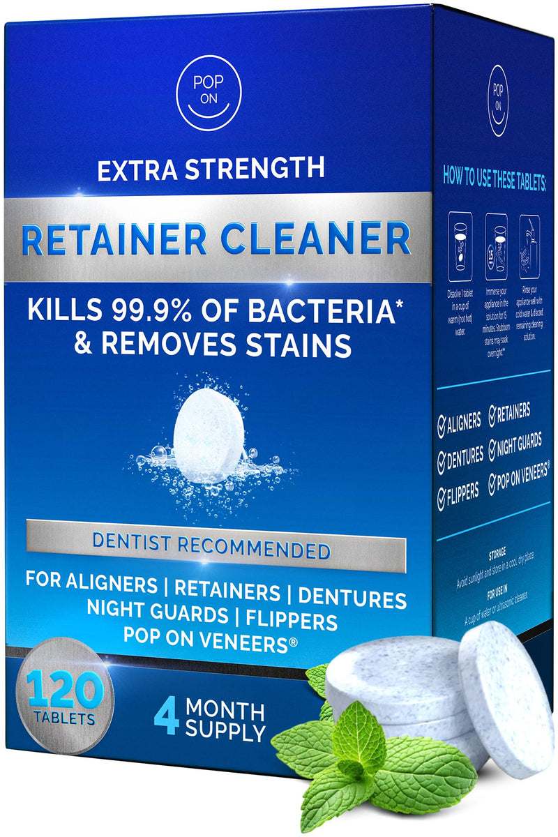 [Australia] - Retainer Cleaner Tablets for Invisalign Approved for Ultrasonic Cleaners -120 Denture Cleaning Tablets for Aligners, Night Guard, Mouth Guard - Denture Cleaner Tablets 4-Month Supply 