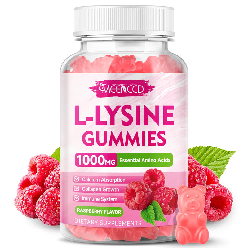 [Australia] - L-Lysine 1000mg Gummies, Lysine Supplement for Adults & Kids, Essential Amino Acid Supplement for Lips & Oral Health, Boost Immune & Collagen & Calcium, Sugar-Free, Raspberry Flavor, 60 Count 60 Count (Pack of 1) 