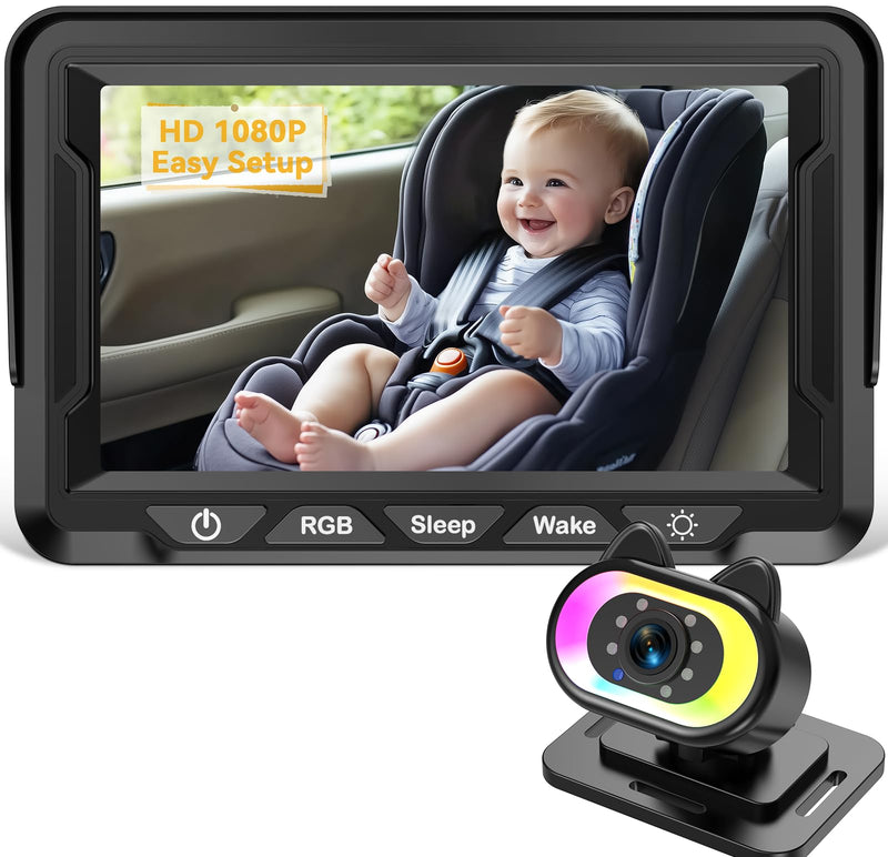 [Australia] - Baby Car Camera for Backseat – HD 1080P, 150° Wide Angle, Night Vision, Easy Installation, Adjustable LED Light, 4.3” LCD Display, Anti-Glare Black-Standard 